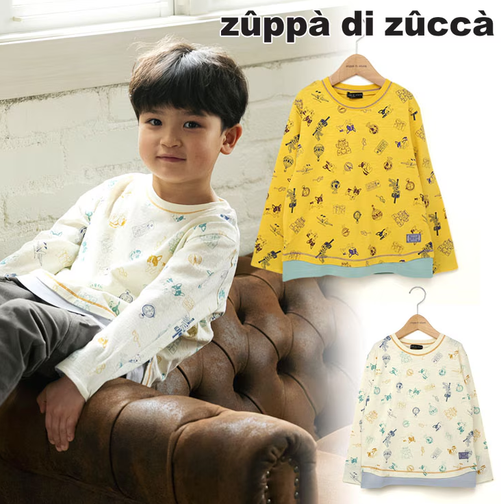 80cm 90cm 100cm 110cm 120cm 130cm 140cm 】長袖Tシャツ 総柄フレンチブルドッグ zuppa di zucca ズッパディズッカ 38023008