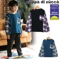 【 90cm 100cm 110cm 120cm 130cm 140cm 150cm 160cm 】トレーナー接結×播州織チェック zuppa di zucca ズッパディズッカ 38033030